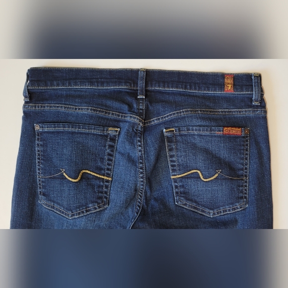 7 For All Mankind Dark Blue Boot Cut Jeans - Picture 5 of 7